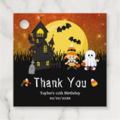 Halloween Birthday Party Witch Ghost Sinaasappel Bedankjes Labels (Voorkant)