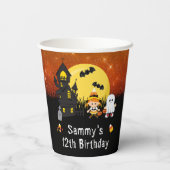 Halloween Birthday Party Witch Ghost Sinaasappel Papieren Bekers (Achterkant)