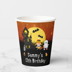 Halloween Birthday Party Witch Ghost Sinaasappel Papieren Bekers