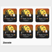 Halloween Birthday Party Witch Ghost Sinaasappel Vierkante Sticker (Vel)