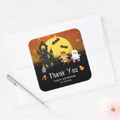 Halloween Birthday Party Witch Ghost Sinaasappel Vierkante Sticker (Envelop)