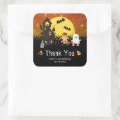 Halloween Birthday Party Witch Ghost Sinaasappel Vierkante Sticker (Tas)