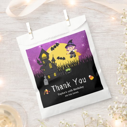 Halloween Birthday Party Witch Paars Bedankzakje (Geknipt)