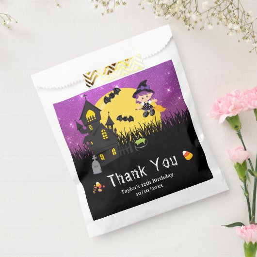 Halloween Birthday Party Witch Paars Bedankzakje (Gezegeld)