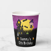 Halloween Birthday Party Witch Paars Papieren Bekers (Achterkant)