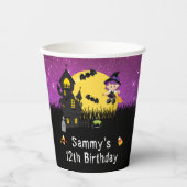 Halloween Birthday Party Witch Paars Papieren Bekers (Voorkant)