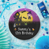 Halloween Birthday Party Witch Paars Papieren Bordje (Feest)