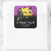 Halloween Birthday Party Witch Paars Vierkante Sticker (Tas)