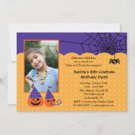 Halloween Birthday Photo Invitation Kaart