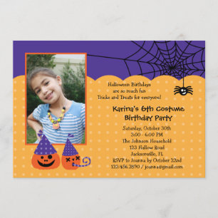 Halloween Birthday Photo Invitation Kaart