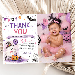 Halloween Birthday Photo Thank You Card