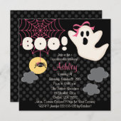 Halloween Birthday Pink Ghost Uitnodigingen (Voorkant / Achterkant)