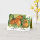 Halloween Birthday Pumpkin Patch Watercolor Kaart (Gele Bloem)