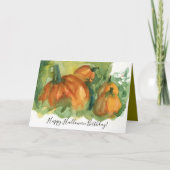 Halloween Birthday Pumpkin Patch Watercolor Kaart (Voorkant)