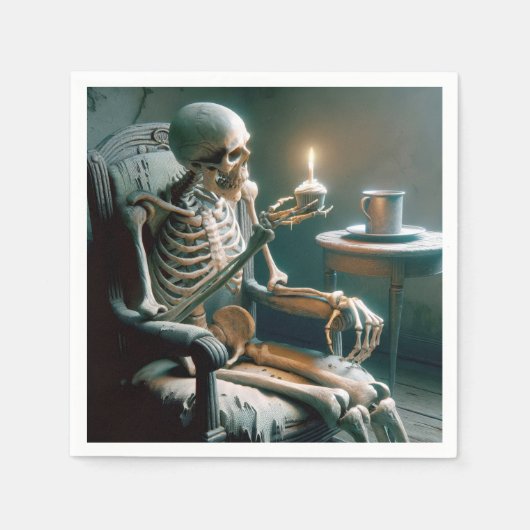 Halloween Birthday Skeleton Servet (Voorkant)