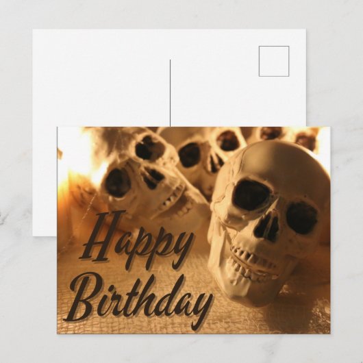 Halloween Birthday Skull Briefkaart (Voorkant / Achterkant)