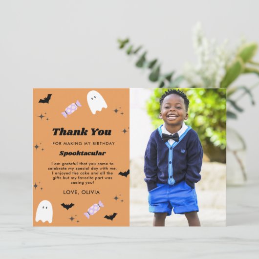 Halloween Birthday Spooktacular Dank je wel Bedankkaart (Staand voorkant)