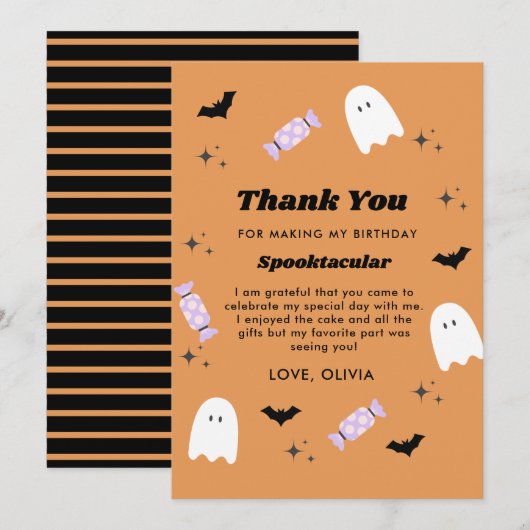 Halloween Birthday Spooktacular Dank je wel Bedankkaart (Voorkant / Achterkant)