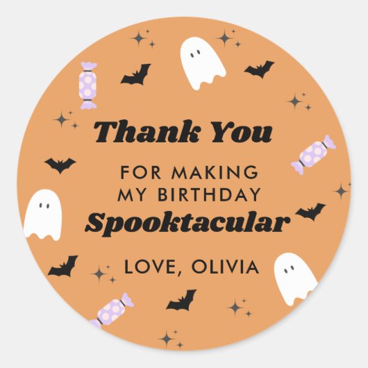 Halloween Birthday Spooktacular Dank u Ronde Sticker (Voorkant)
