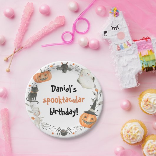 Halloween Birthday Spooktacular Paper Borden Papieren Bordje (Feest)