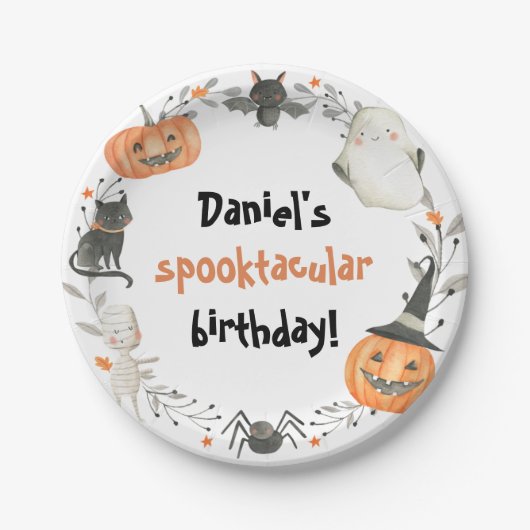 Halloween Birthday Spooktacular Paper Borden Papieren Bordje (Voorkant)