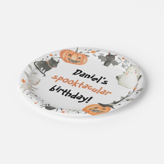 Halloween Birthday Spooktacular Paper Borden Papieren Bordje (Gekanteld)