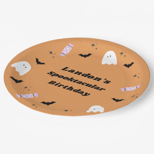 Halloween Birthday Spooktacular Papieren Bordje (Gekanteld)