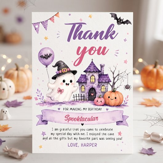 Halloween Birthday Thank You Card