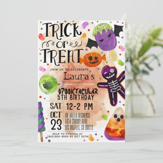 Halloween Birthday Uitnodiging (Staand voorkant)