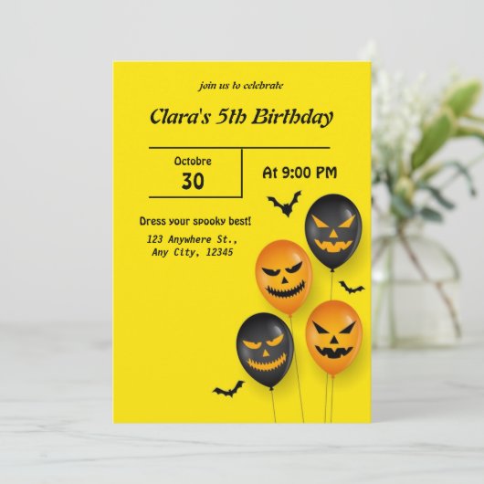 Halloween Birthday Uitnodiging (Staand voorkant)