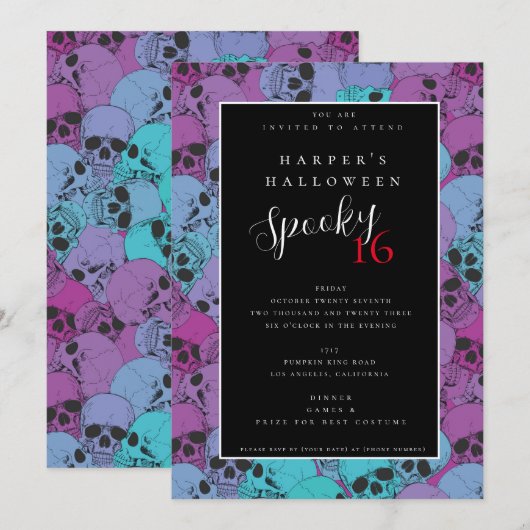 Halloween Birthday Uitnodiging (Voorkant / Achterkant)