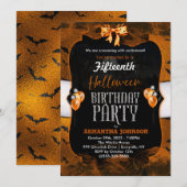 Halloween Birthday Uitnodiging met vleermuizen (Voorkant / Achterkant)