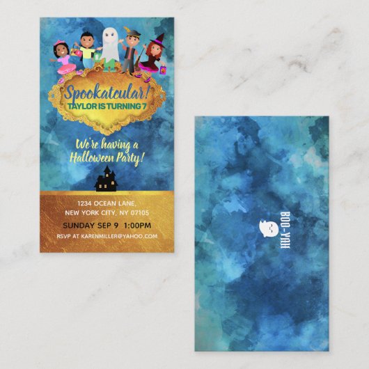 Halloween Birthday Visitekaartjes (Voorkant / Achterkant)