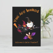 Halloween Birthday Witch Cats Bat Vampire Mummy in Kaart (Staand voorkant)