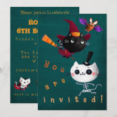 Halloween Birthday Witch Cats Bat Vampire Skeleton Kaart (Voorkant / Achterkant)