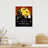 Halloween Birthday Witch Ghost Oranje Welkomstteke Poster (Keuken)