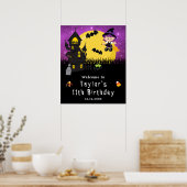Halloween Birthday Witch Paars Welkomstteken Poster (Keuken)