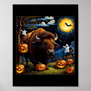 Halloween Bison Sterrennacht Poster
