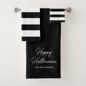 Halloween Black and White Script Text Persoonlijk Bad Handdoek (Insitu)