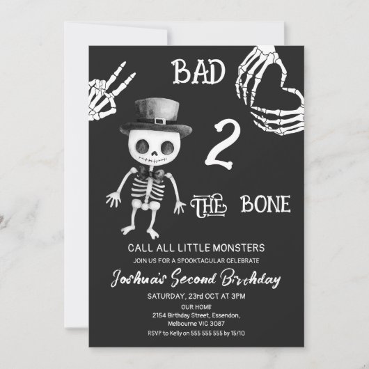 Halloween Black Bad Two De Botten 2e Verjaardag Kaart (Voorkant)