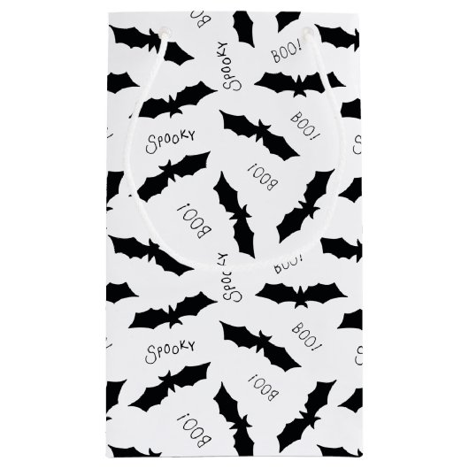 Halloween Black Bat Boo Spooky Pattern Klein Cadeauzakje (Achterkant)
