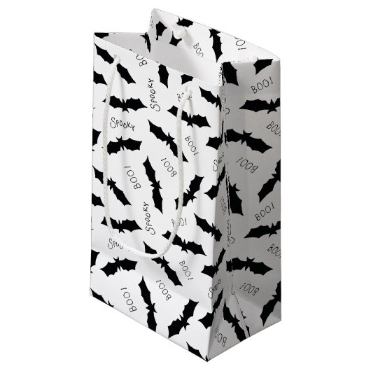 Halloween Black Bat Boo Spooky Pattern Klein Cadeauzakje (Voorkant Gekanteld)