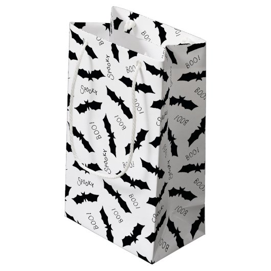 Halloween Black Bat Boo Spooky Pattern Klein Cadeauzakje (Achterkant Gekanteld)