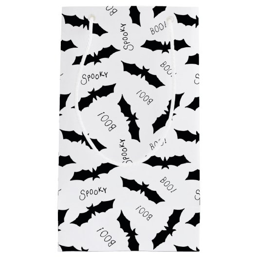 Halloween Black Bat Boo Spooky Pattern Klein Cadeauzakje (Voorkant)