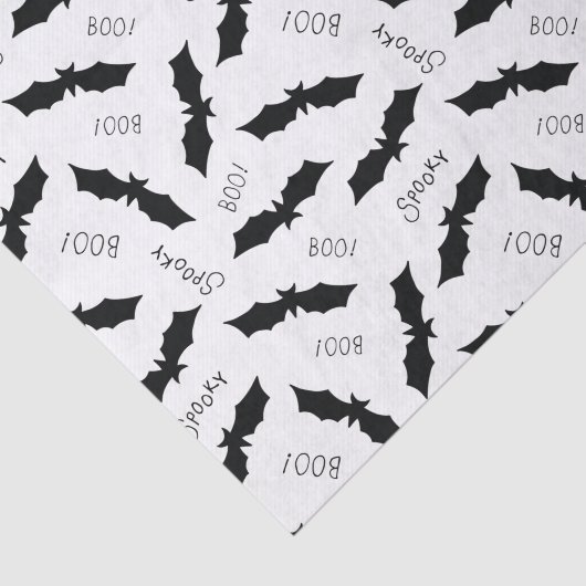 Halloween Black Bat Boo Spooky Pattern Tissuepapier (Detail)