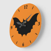 Halloween Black Bat Large Round Wall klok (Hoek)
