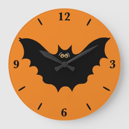 Halloween Black Bat Large Round Wall klok (Voorkant)