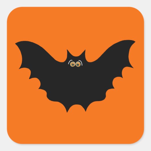 Halloween Black Bat Paars Schort Vierkante Sticker (Voorkant)