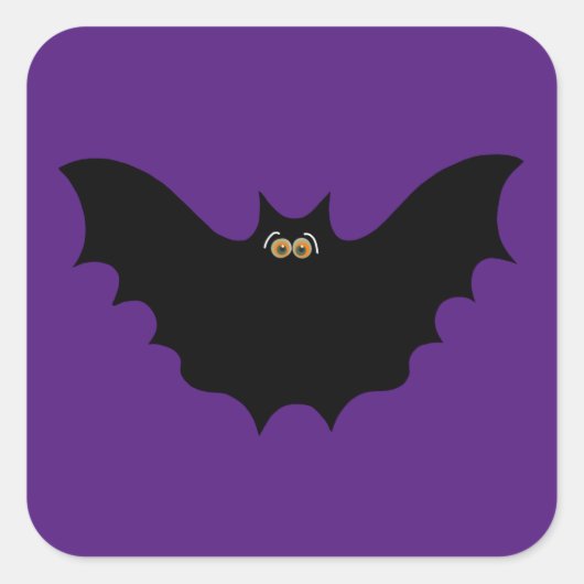 Halloween Black Bat Paars Schort Vierkante Sticker (Voorkant)