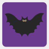 Halloween Black Bat Paars Schort Vierkante Sticker (Voorkant)